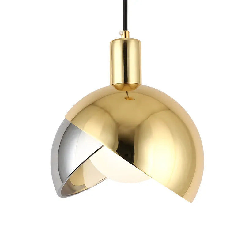 Simple 20cm iron droplight pendant lamp in champagne gold or rose gold with warm LED light