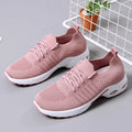 Women's black mesh lace-up casual sneaker with round toe and soft PVC sole.