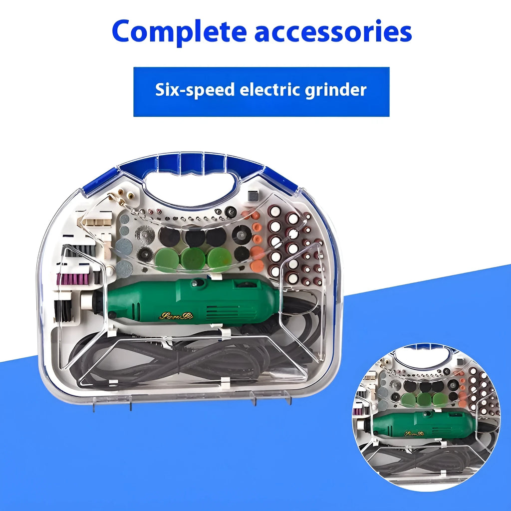 Miniature grinder set for jade crafts with speed control polishing machine on workbench