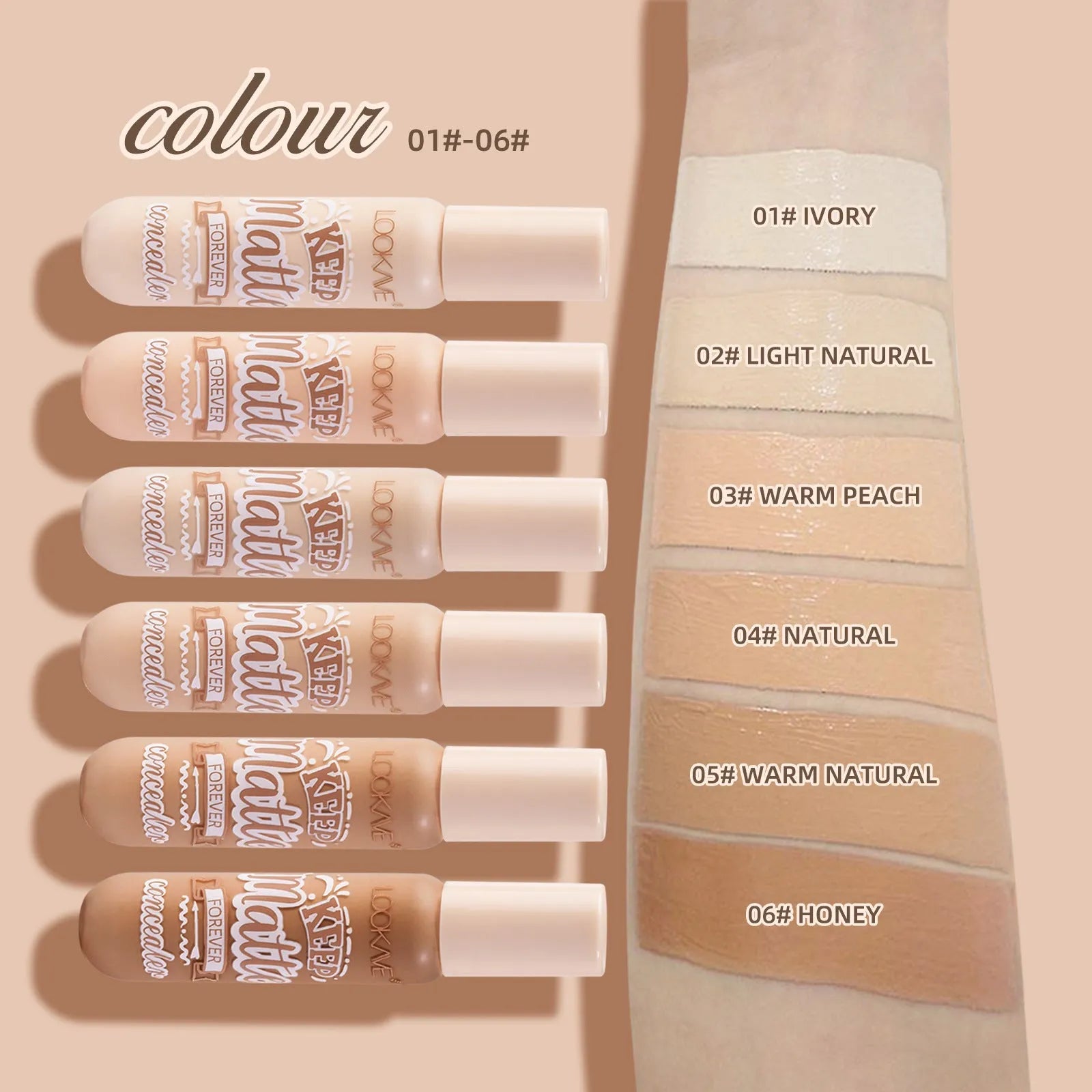 LK57C liquid concealer pen 8g in six shades Ivory to Honey