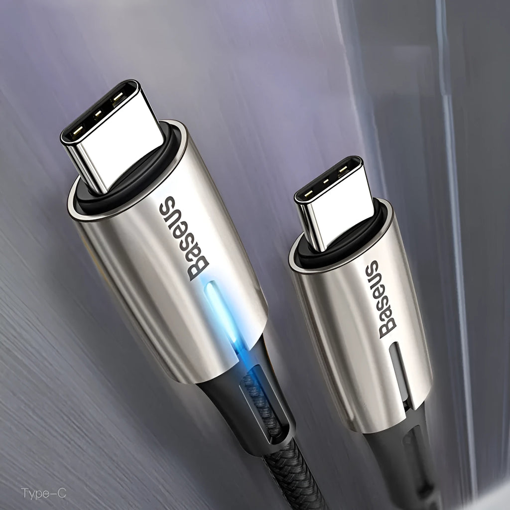 Purple and red dual USB-C connector data cable with 1 metre length for PD60W fast charging