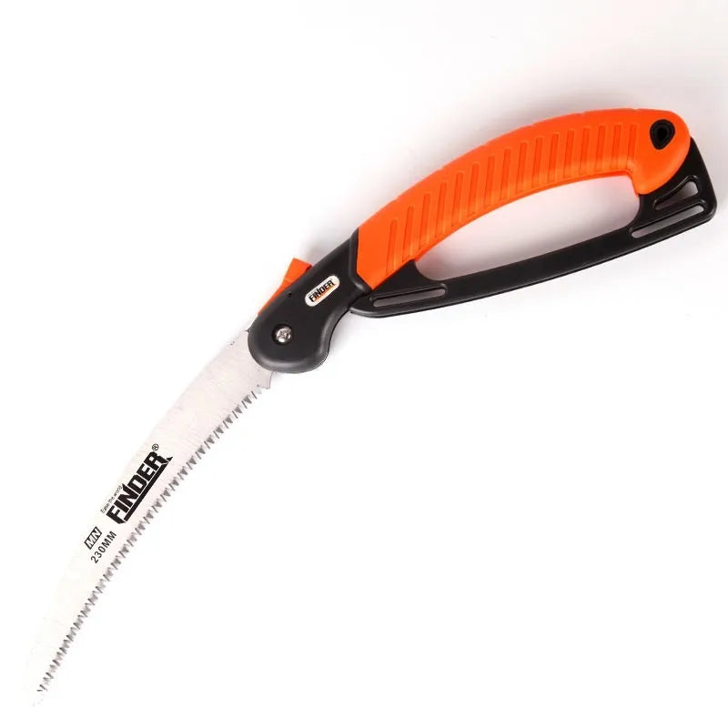 230mm folding garden saw with TPR grip handle and steel blade extended