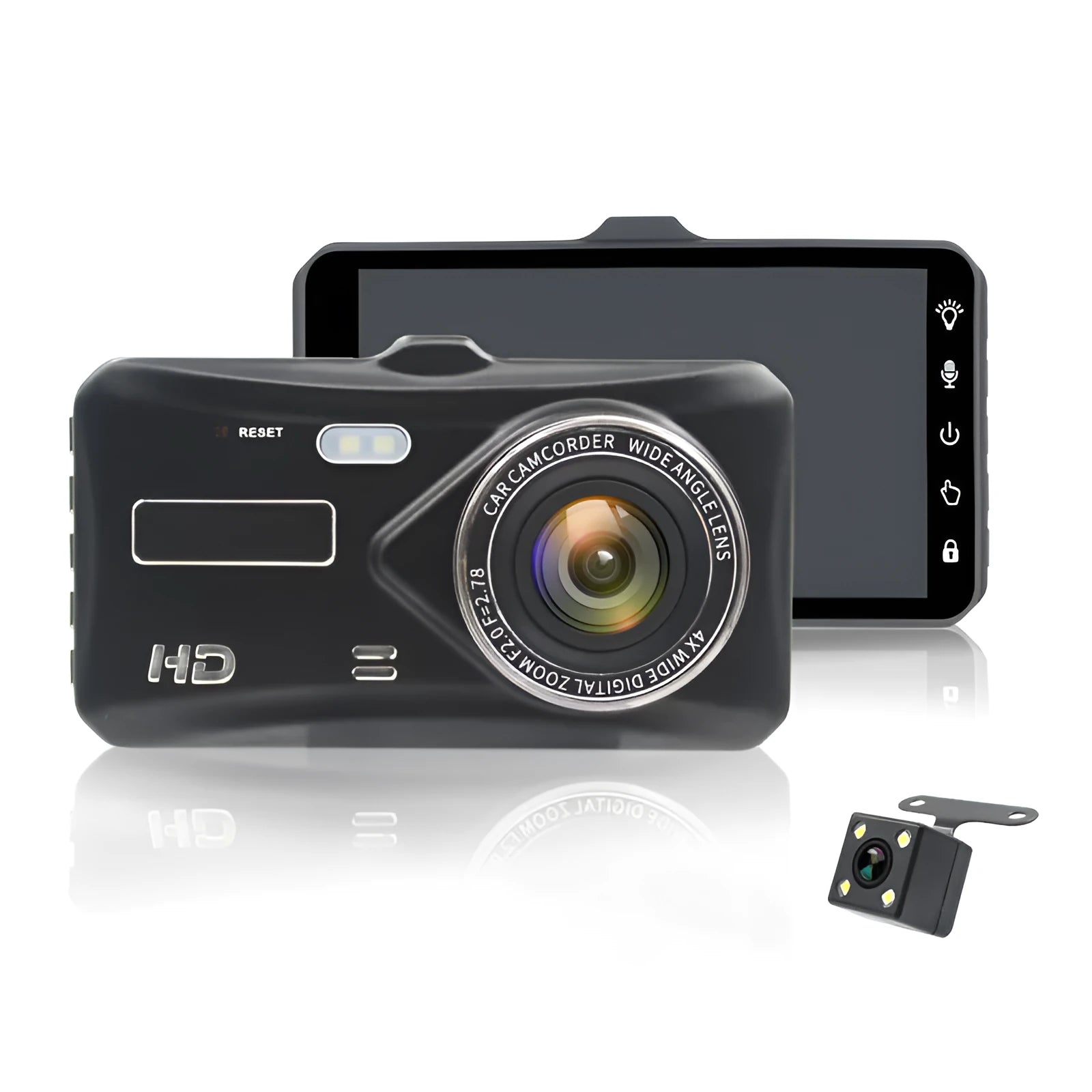 B6T dual lens driving recorder mounted on front windshield with 170° wide angle lens