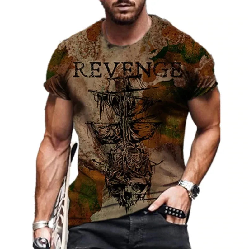 Abstract painting print short-sleeved t-shirt round neck cotton blend in hedging style for men and women