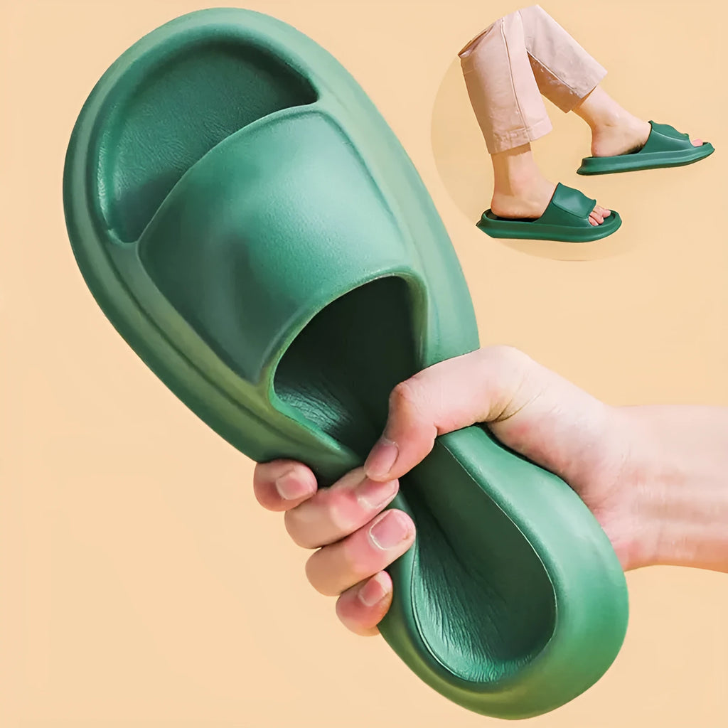 Soft thick sole EVA unisex slippers in multiple colours on a white background