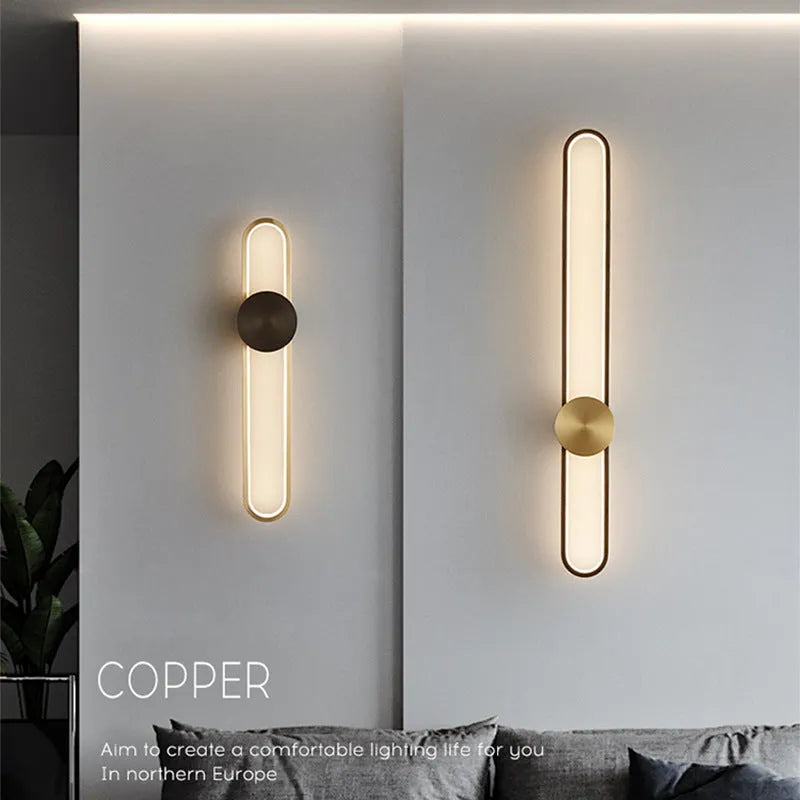 Modern minimalist circular wall lamp with 60cm iron shade and LED lighting