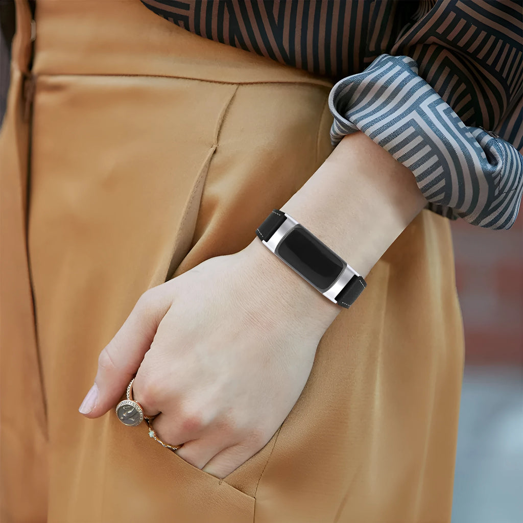 Genuine leather replacement strap for Fitbit Charge 5 and Charge 6 smartwatches in multiple colour options