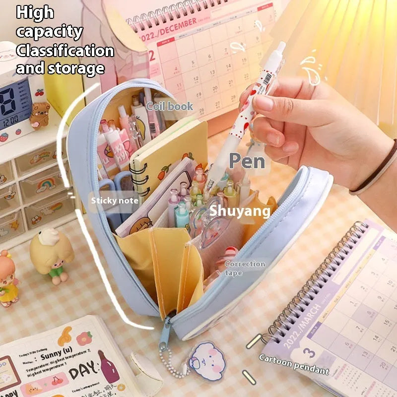Transparent PVC pencil case with cartoon character design