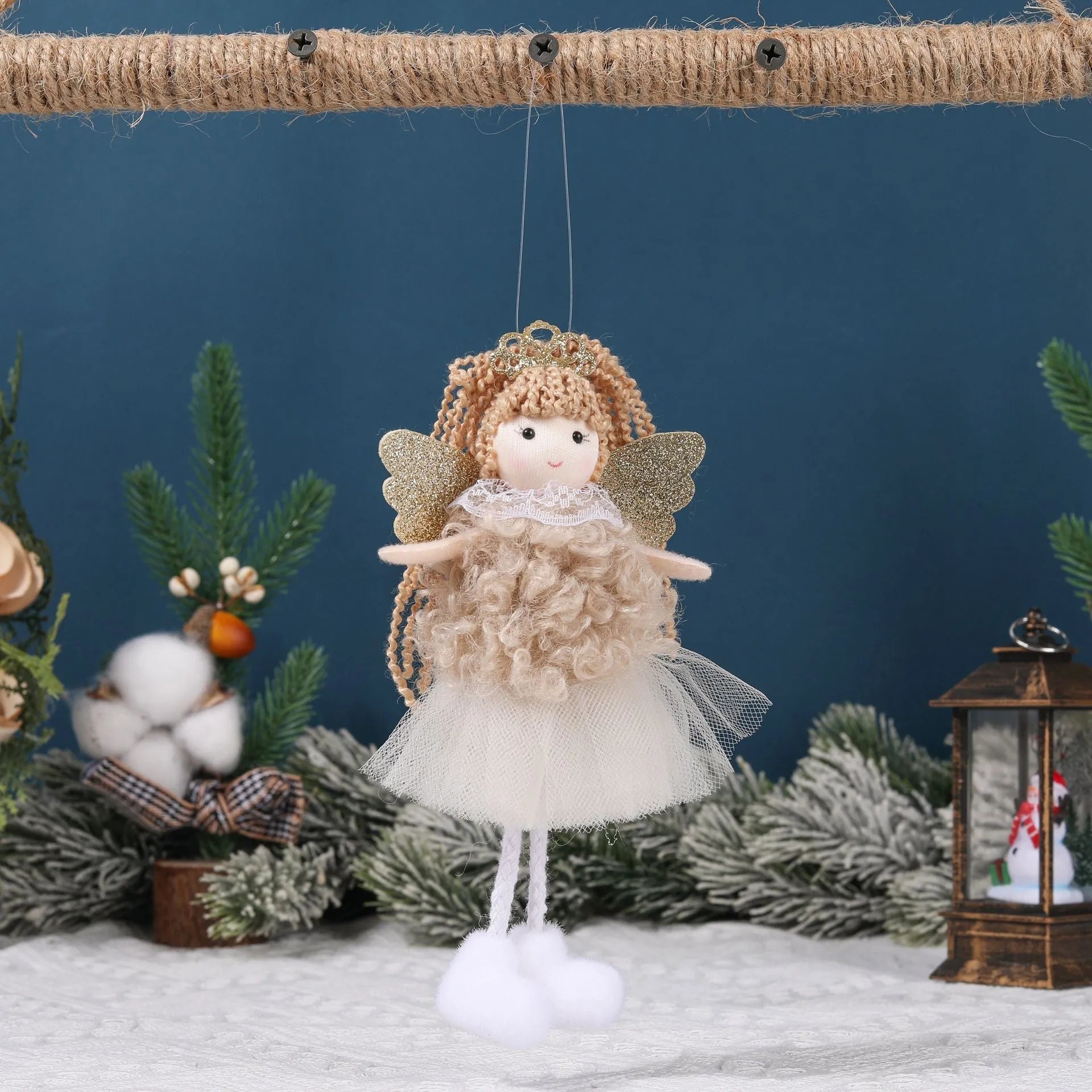 Cloth Christmas angel girl pendant hair accessory for high ponytails in three colour variations