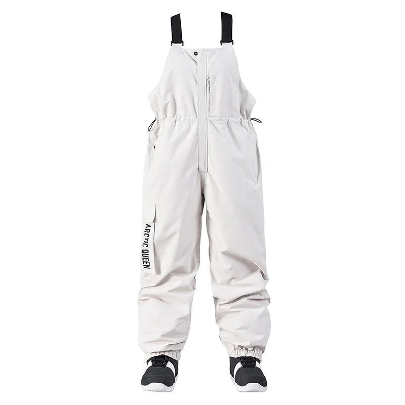 New outdoor ski suit bib top pants for men and women, polyester, waterproof, breathable, available in grey green and other colours