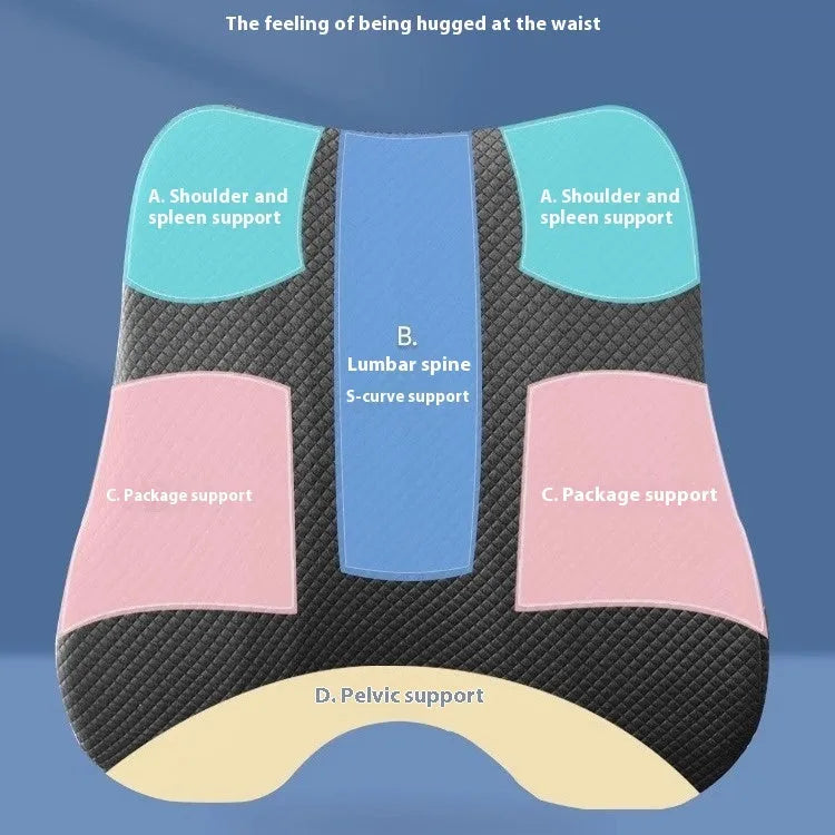 Grey lumbar support cushion measuring 40x40x8cm for office chairs
