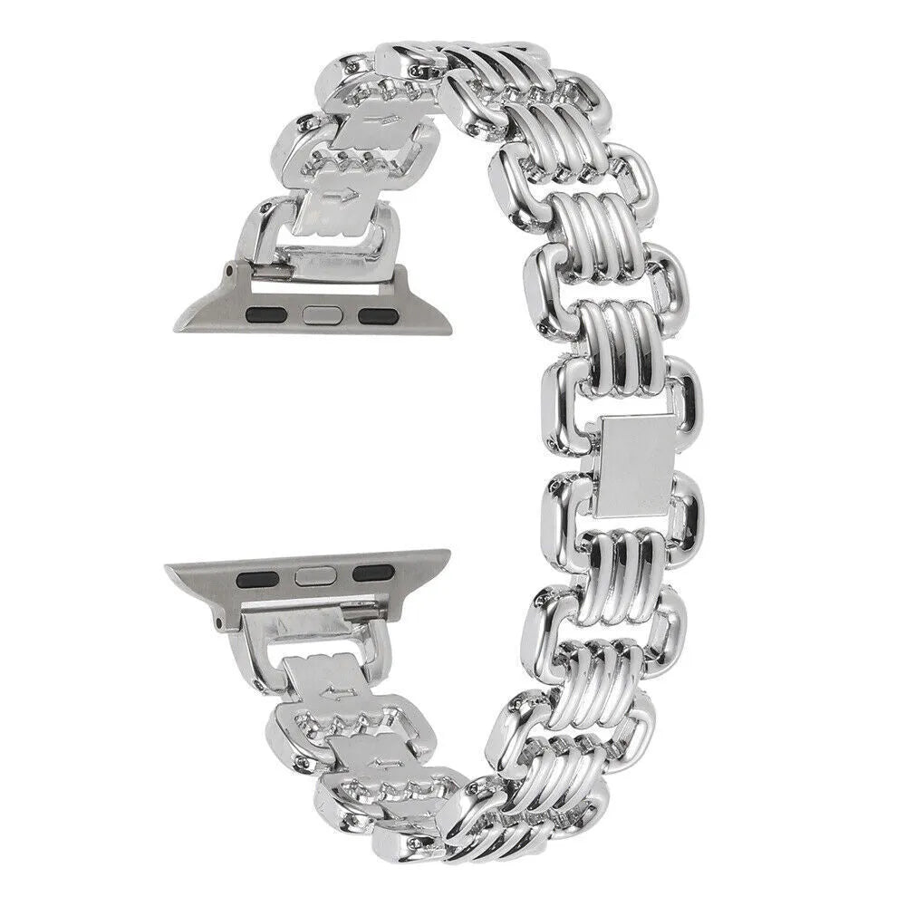Alloy metal watch bracelet in silver, gold, black, rose gold, and starlight for Apple Watch 38mm to 49mm