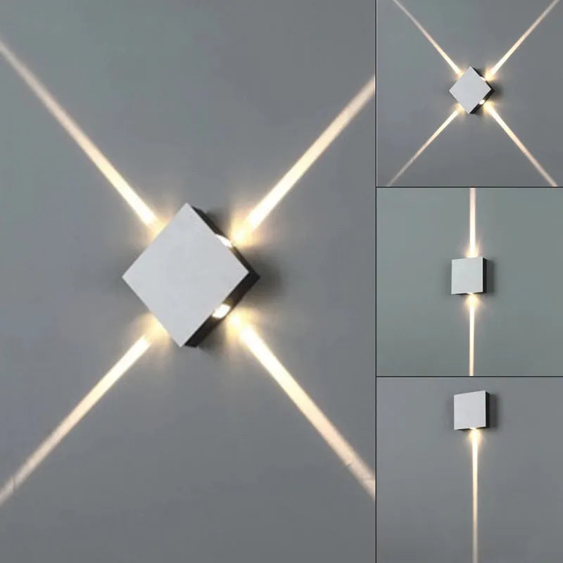 Modern square and round aluminium LED wall lights with iron lampshades in warm white or white light
