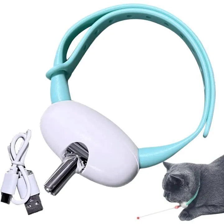 Smart USB charging laser cat collar with monochrome pattern and graphic colour