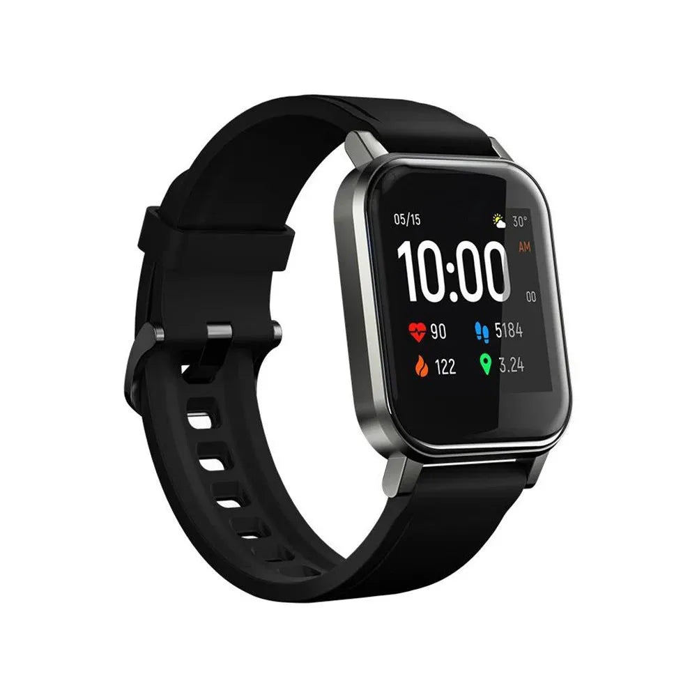 Black waterproof smart bracelet with 1.4-inch screen showing heart rate monitoring display
