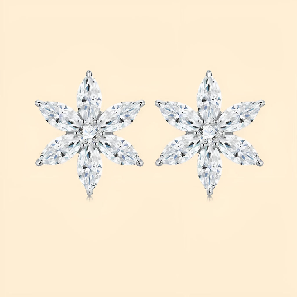 Moissanite 925 silver flower shape unisex earrings with advanced sense design