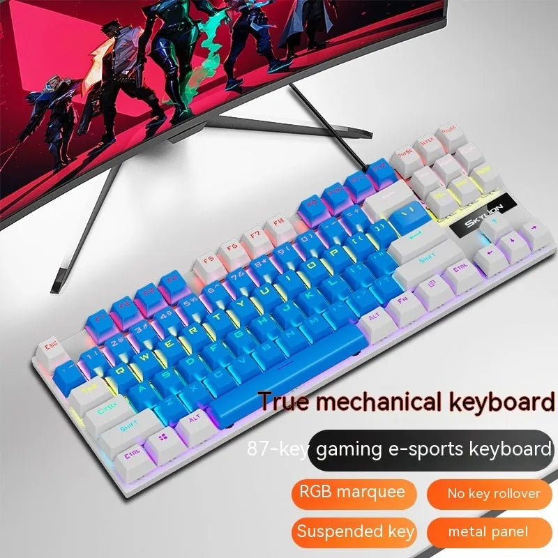 K87 mechanical keyboard with green or red axis switches in selected colour option