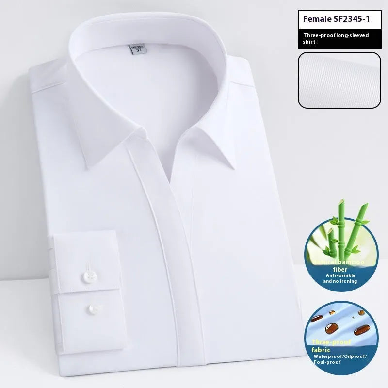 Men's bamboo fibre business shirt with square collar in solid colour showing waterproof and stain-resistant properties