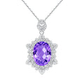 Natural amethyst necklace for women in 925 silver with geometric pendant