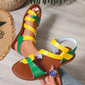 Women's flat sandals with Velcro fastening in round toe design