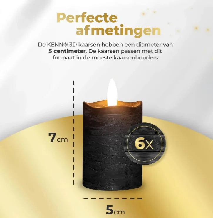 Four black LED pillar candles with flickering flame effect on a table.