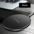 Black ultra-thin square wireless fast charging pad with USB cable