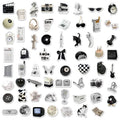 61 black and white PVC waterproof stickers for laptops, phones, and luggage customisation