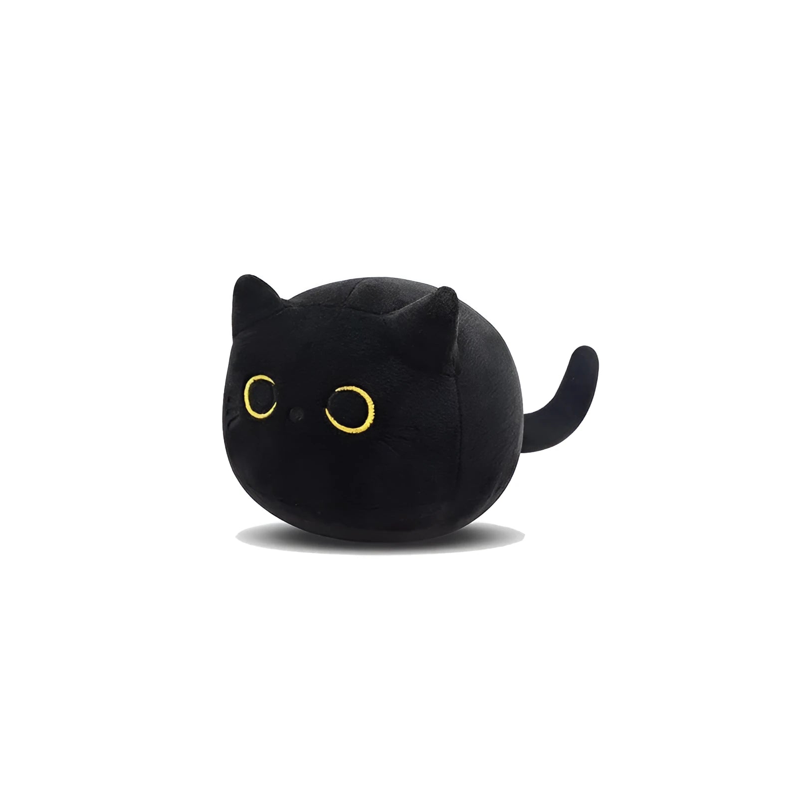 Black cat fluffy plush toy soft pillow cushion measuring 28cm with embroidered face