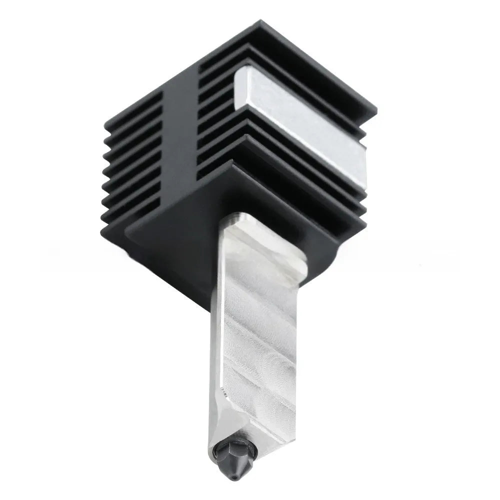 Hardened steel hot end assembly with black silicone sleeve for Bambu Lab A1 Mini 3D printer