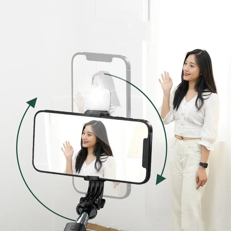 Integrated selfie stick Bluetooth remote tripod stand ABS stainless steel phone holder Beautify Light