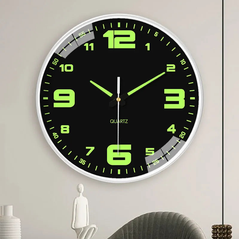 20cm luminous wall clock with modern plastic shell on wall