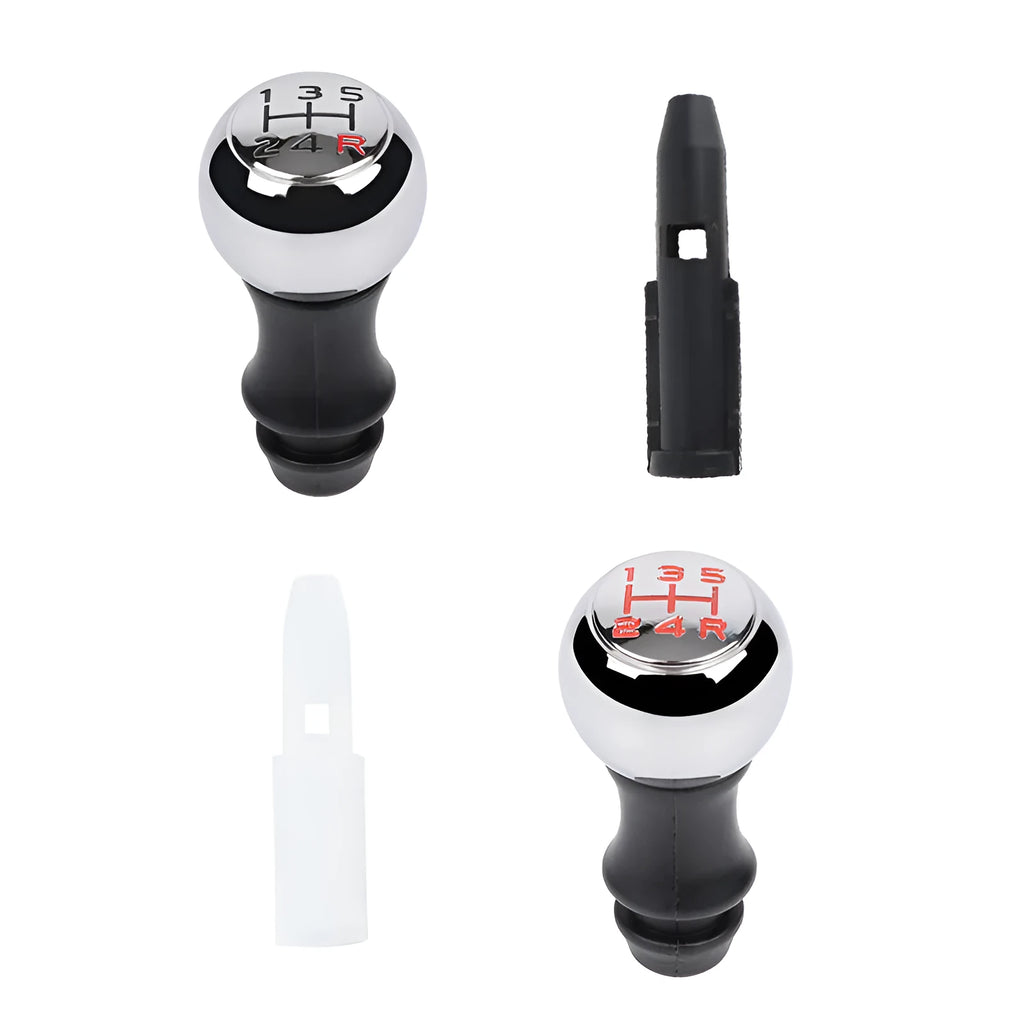 Aluminium alloy and ABS gear knob handball for Peugeot cars, black with red lettering