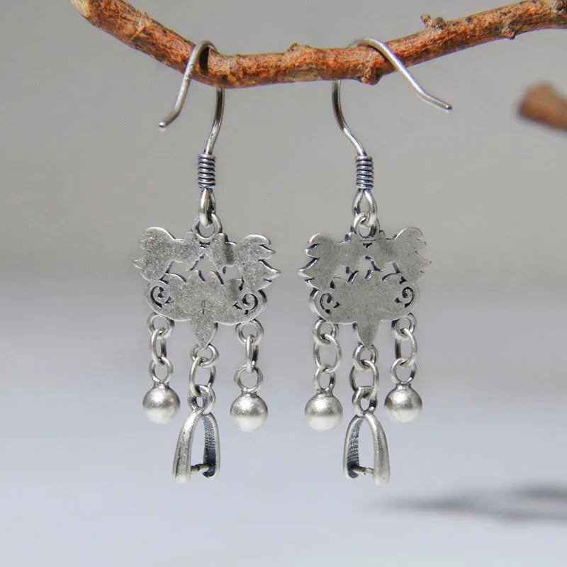 Handmade 925 sterling silver koi fish earrings on ear hook style with silver colour finish