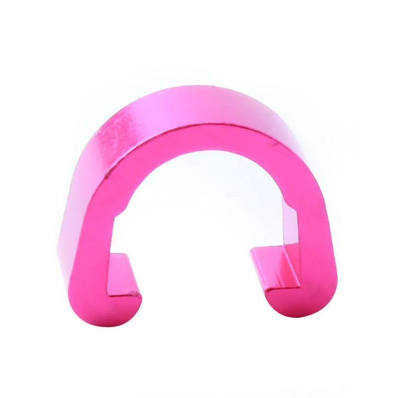 Pack of 10 small aluminium alloy C-buckles in assorted colours on a white background.