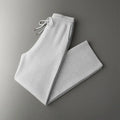 Men's Thickening Wide Leg Pants in Wool Solid Colour Mid-High Waist Drawstring Casual Trousers Available Light Gray Dark Gray Light Camel Black Caramel Cyan S-XXL