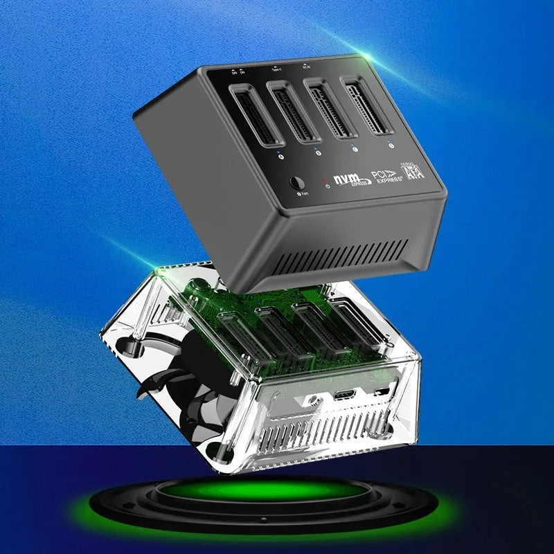 Aluminium alloy M2 SSD enclosure base in K30174P2 colour, showing its 90mm length.