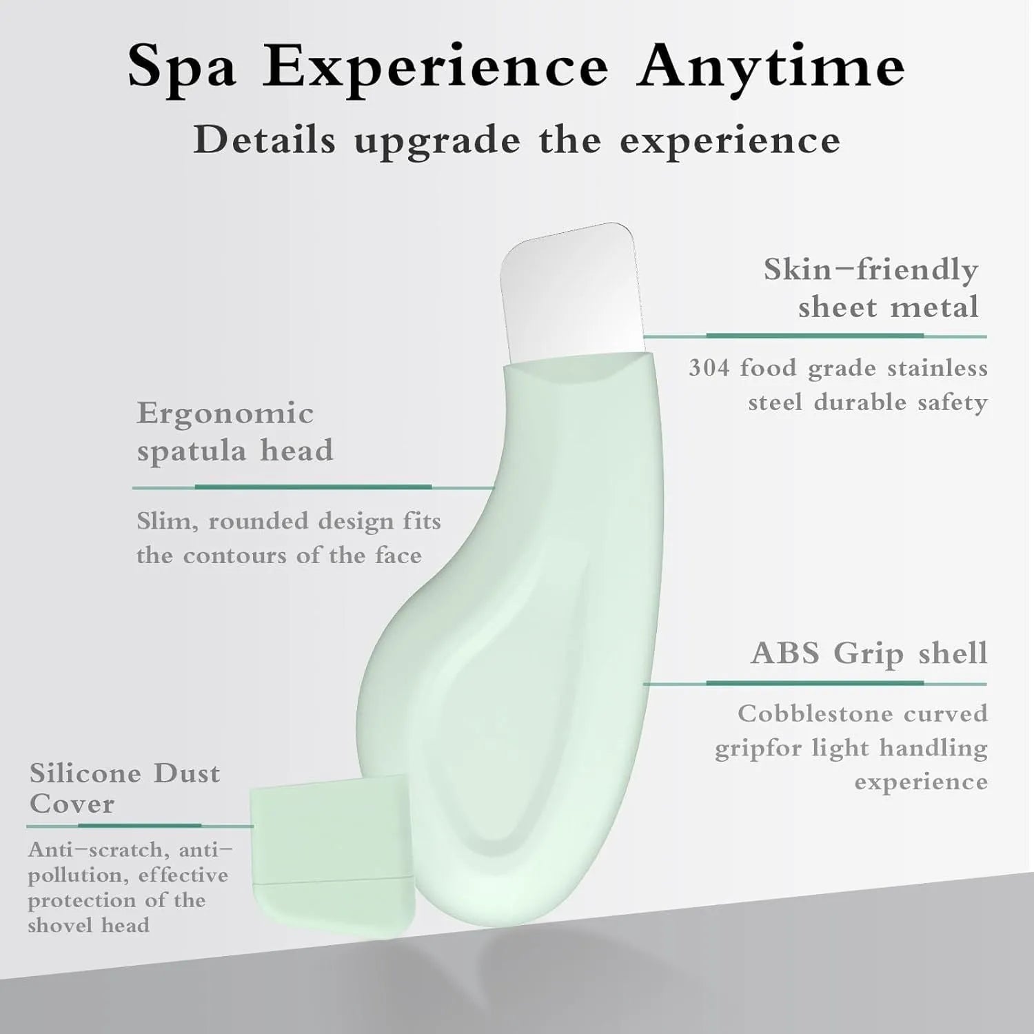 A stainless steel pore scraper tool with a non-slip handle for blackhead removal.