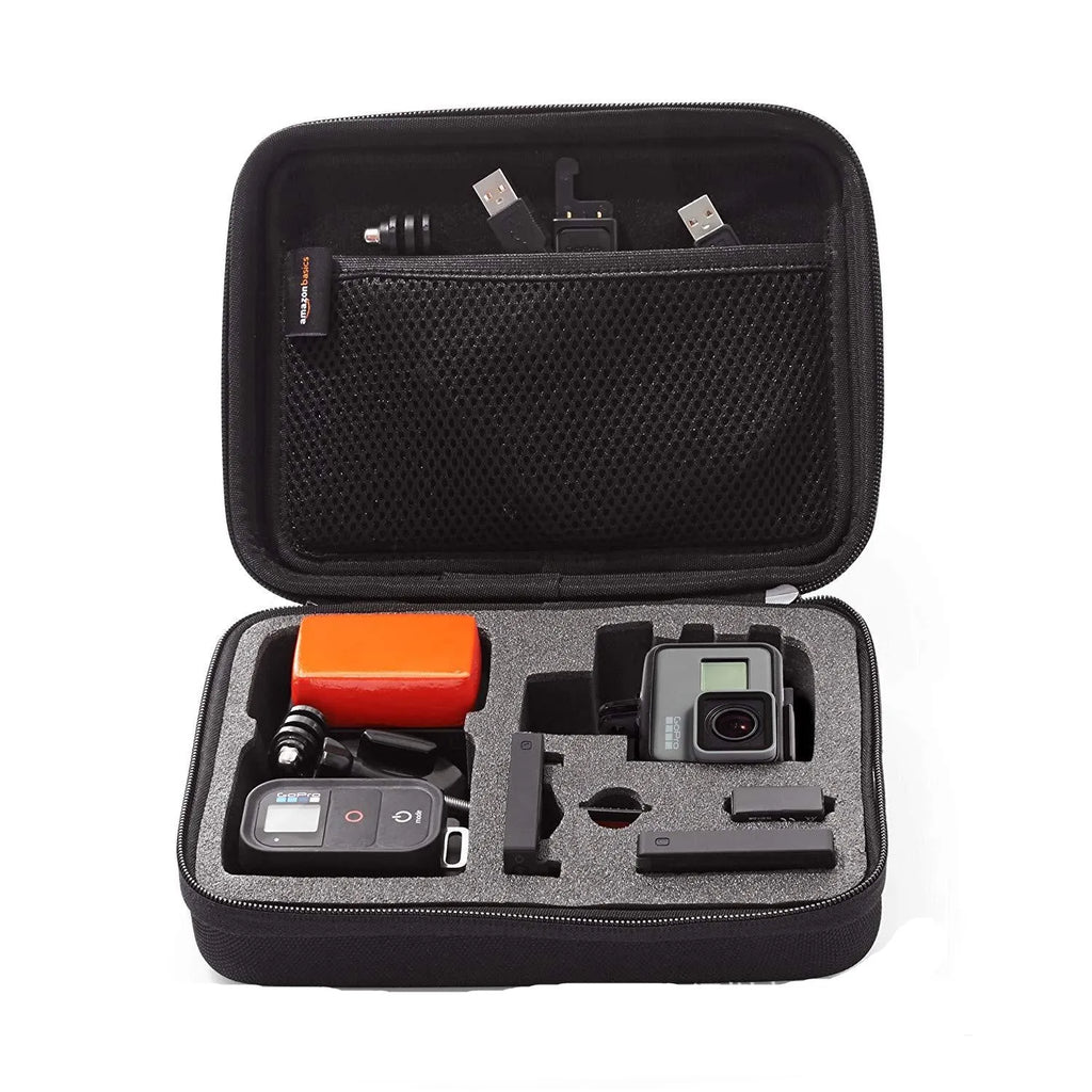 Anti-shock portable case for GoPro, black, with zipper and carry handle, 23x18x6cm