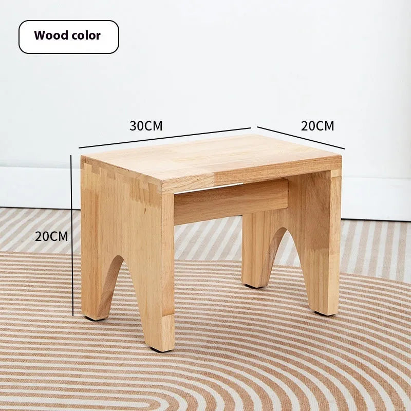 Distressed solid wood household stool for shoe changing with bracket structure