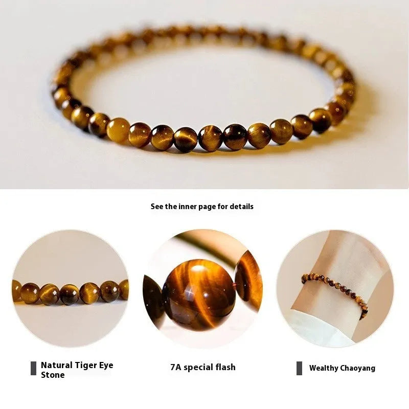 New Chinese Style geometric bracelet with tigereye stone beads in round design