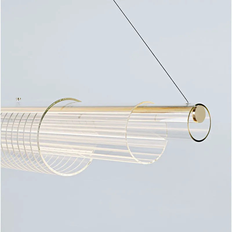 Minimalist modern glass pendant lamp with iron body in three available lengths