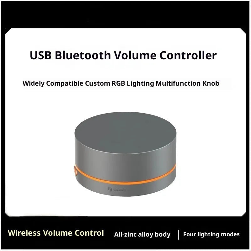 Model VOL20 USB volume regulator in black with connected data cable for computer or phone audio control