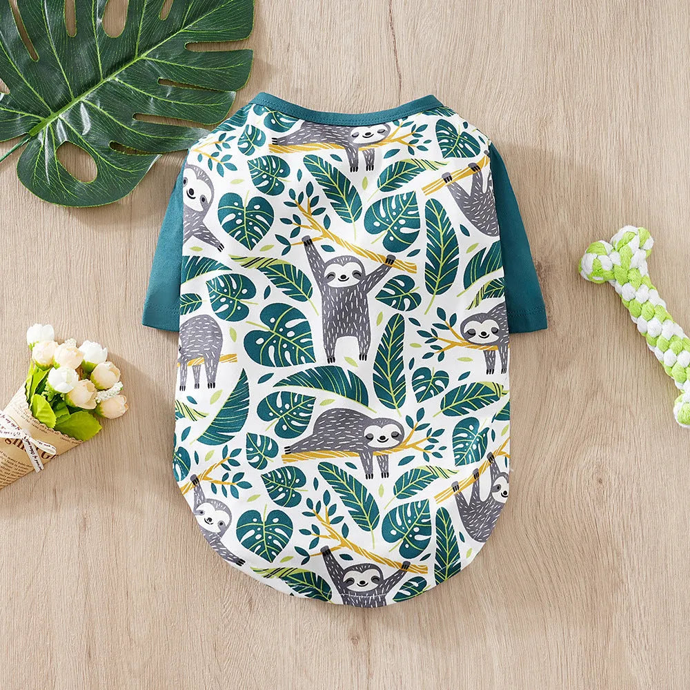 Printed polyester dog t-shirt in casual style with full design coverage