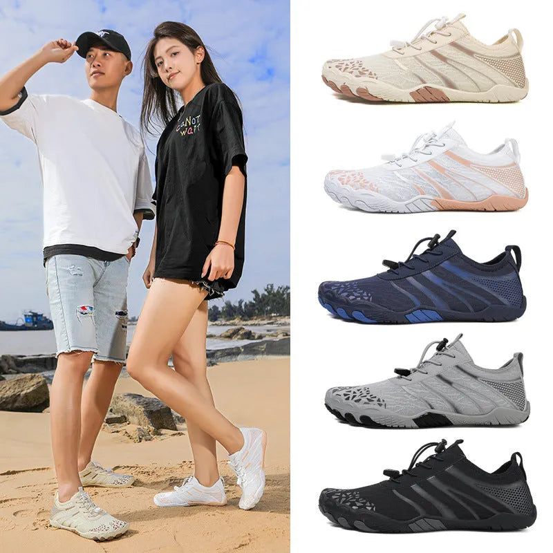 Lycra stretch fabric beach running shoes in A826 Beige colour showing casual unisex design