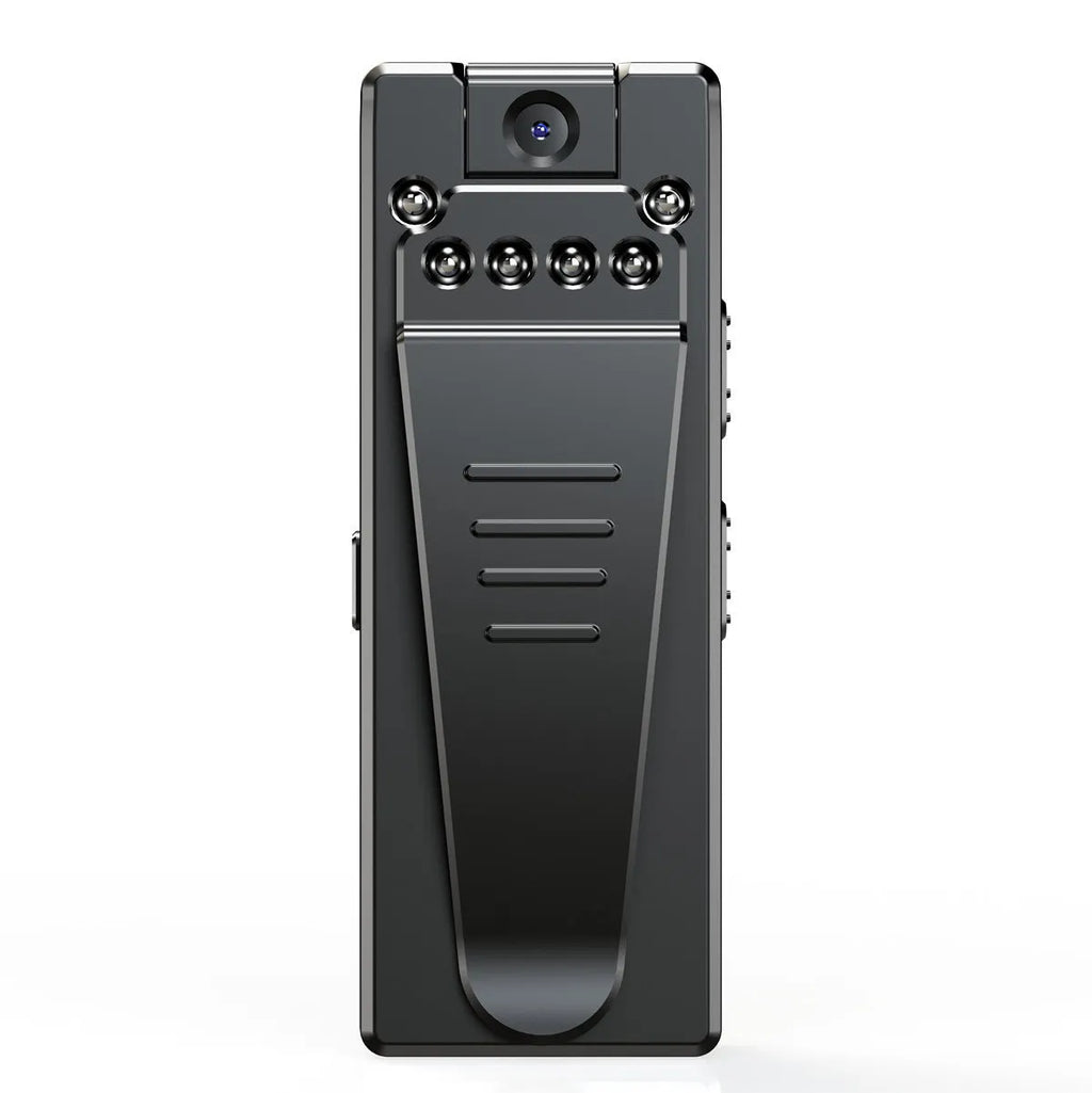 Black 1080p HD DV camera with 90-degree rotation capability for home monitoring and recording