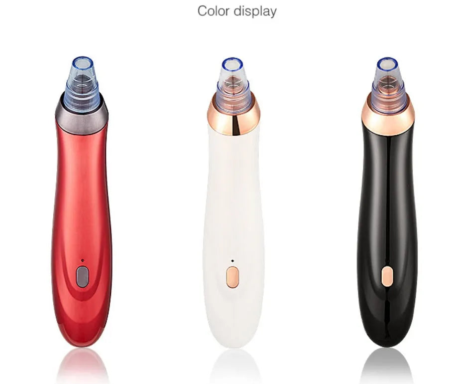 Black, gold, red or white electric blackhead extractor with vacuum suction nozzles