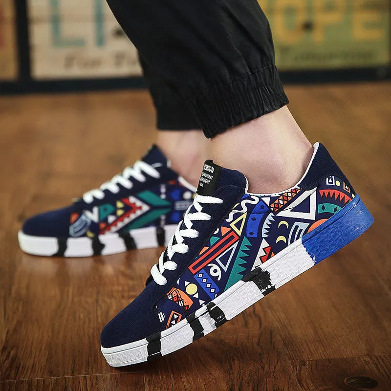 Canvas shoes with suede stitching upper, rubber sole, and front tie lacing in black