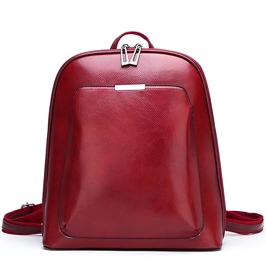 Women's fashion PU backpack in black with shoulder strap and top handle, casual daypack design.