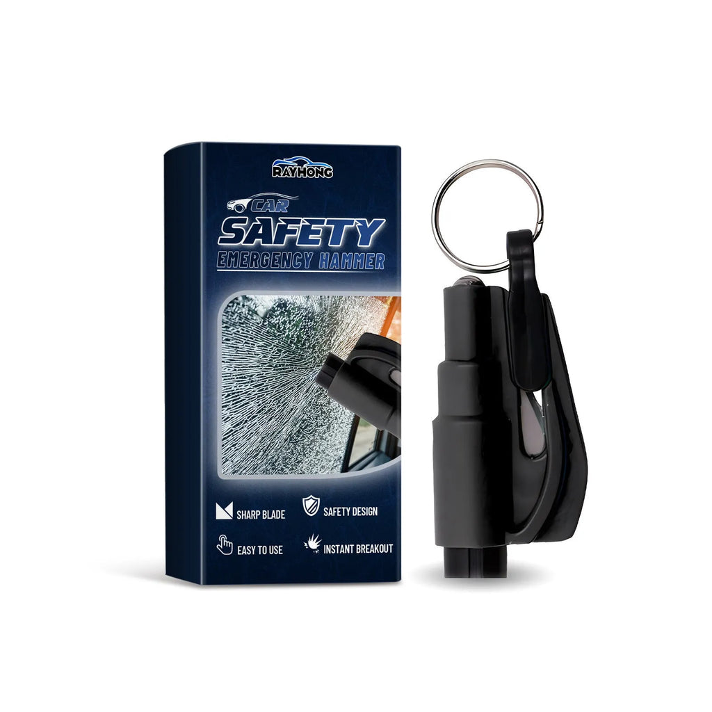 Compact car emergency hammer 3.5x7.5 cm with window breaker point and seatbelt cutter blade