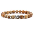 Tigereye Buddha head stretch bracelet with 8mm natural stone beads and 19cm circumference